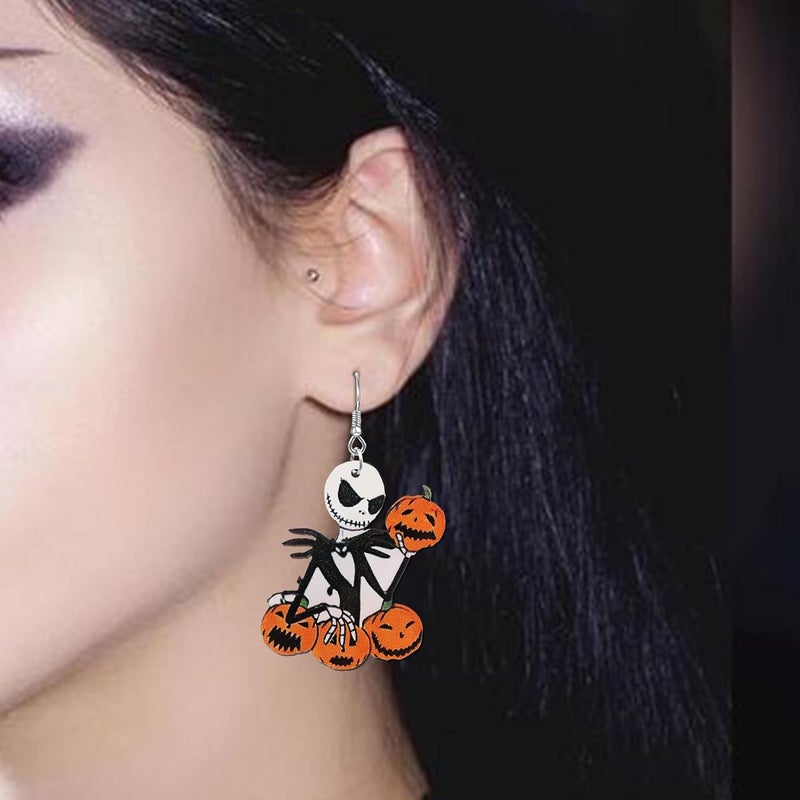 PEALICIOUS Spooky Halloween Earrings for Women Skeleton Earrings Dangle with Pumpkin Vintage Acrylic Witch Earrings for Gothic Devil Jewelry as Halloween Accessories Christmas Gifts - Image 2